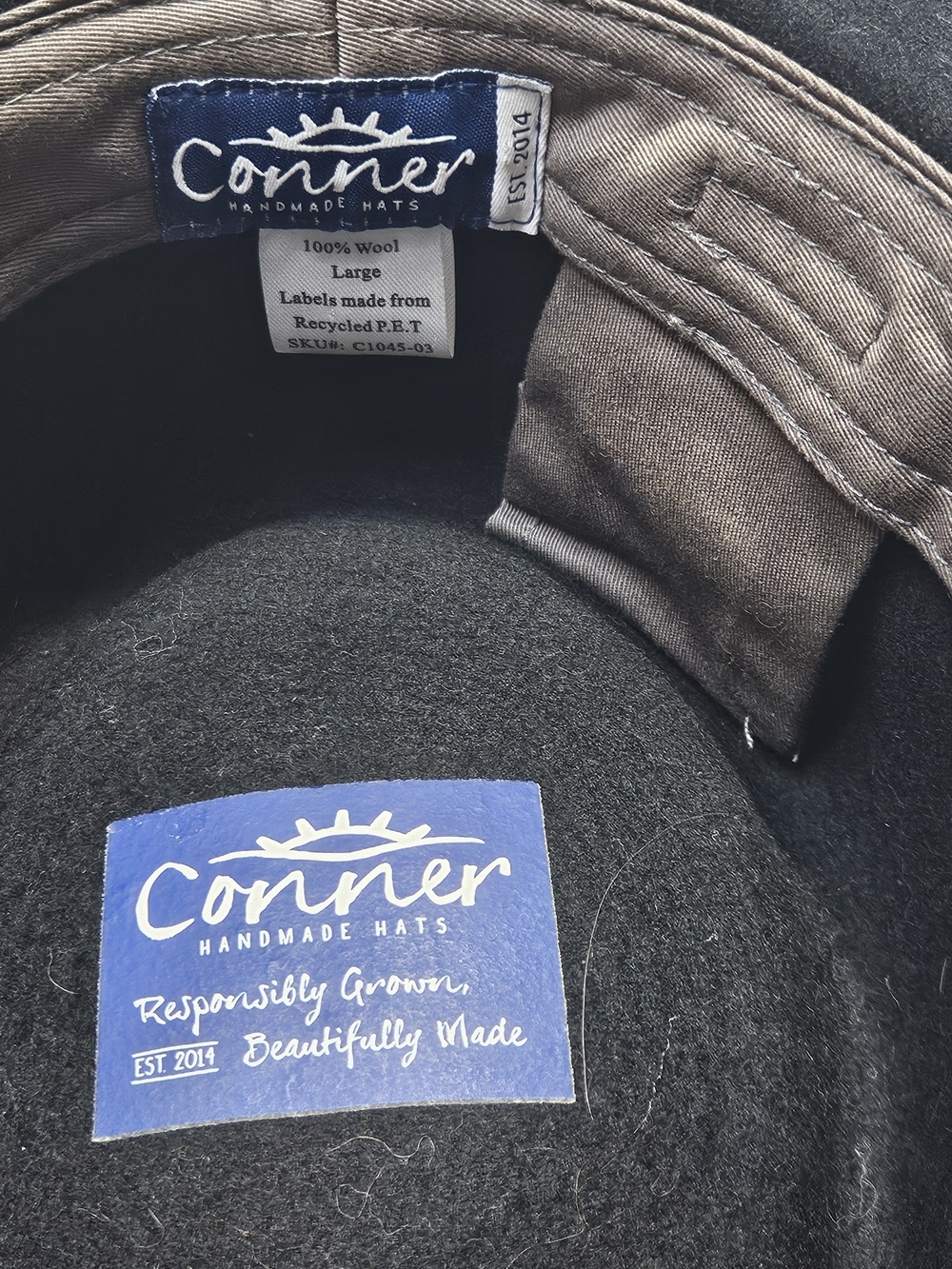 Conner Quincy Gambler 100% Australian Wool Black Wide-Brim Crushable Hat - Picture 11 of 14